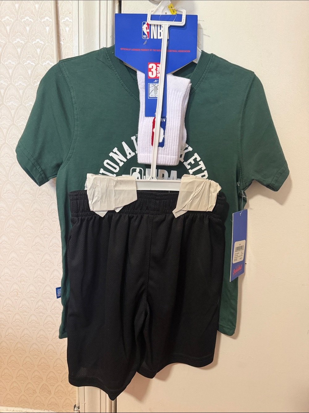 NBA Black Mesh Athletic Shorts with White Crew Socks